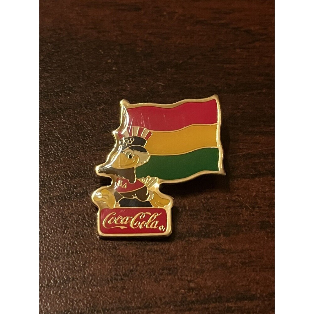 Vintage 1984 Los Angeles Olympics Coca Cola Sam Eagle‎ Bolivia Flag Lapel Pin